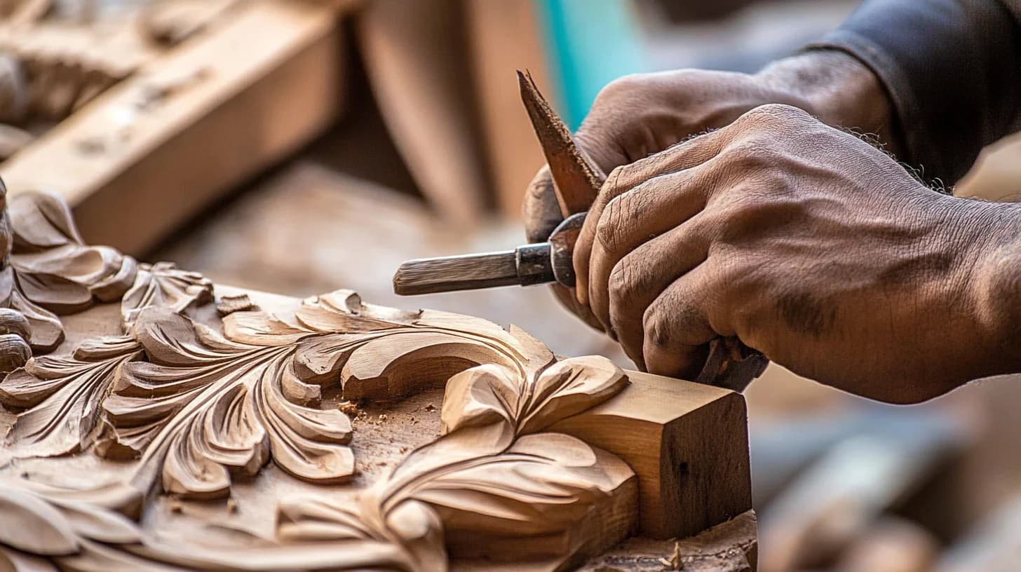 Artisans working on handcrafted products